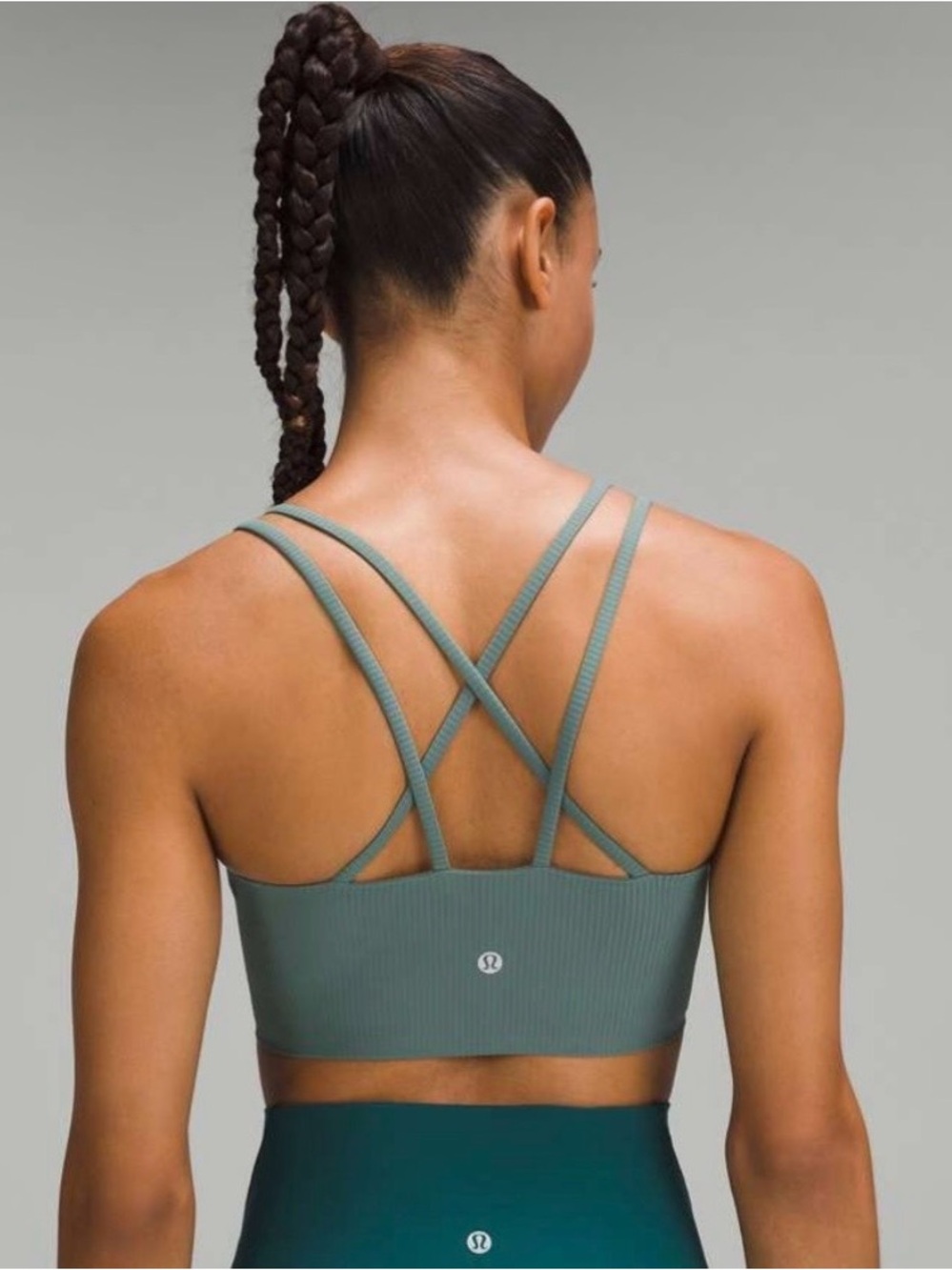 Lululemon Medium Forest Like a Cloud Ribbed Longline Bra Size 8